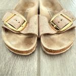 Birkenstock  Women's Cream Mules with Gold Buckle Photo 5
