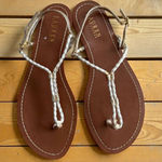 Ralph Lauren LAUREN  White Silver Leather Gladiator Sandals Size 9.5 Photo 0