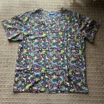 Carols Scrub Top Womens Medium Multicolor Butterflies Flowers Floral Nurse Purple Photo 0