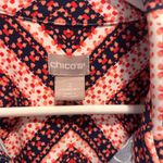 Chico's  Women's Size‎ Large US 12 Vanity 2 Coral Navy Paisley Print Shirt Dress Photo 3