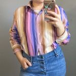 Forenza  Vintage Striped Rust and Purple Pink Button Down Medium Photo 13
