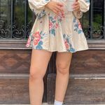 Free People Francesca Ivory Floral Long Sleeve Mini Dress M Photo 0