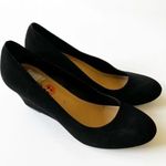 Rialto Freda Faux Suede Wedges Size 11 Black Round Toe Pump Witchy Goth Dark Photo 1