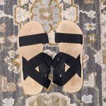 SheIn  2000s bohemian vintage style tan black strap wedge sandals Photo 1