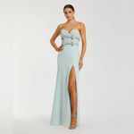 Mac Duggal 2285 Green Strapless Rhinestone Bodice Crepe Gown Photo 2