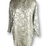 Vintage Nightgown Pastel Green Embossed Floral Detail Satin Sleep Shirt Large Size 16 Photo 10