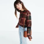 Madewell  Plaid‎ Tie-Neck Button-Down Cowgirl Western Shirt in Cherry Wood XXS Photo 2