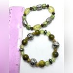 NEW! Sugar NY Vintage Green Stretch Beaded Bracelet Set Photo 3