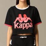 Kappa Authentic Sand Caraff Black Red Cropped Crewneck Graphic Logo T-Shirt NWT Photo 0