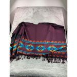 New Women's Southwest Geometric Pattern Tassel Scarf Wrap Burgundy Black Purple Photo 2