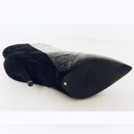 Brian Atwood Black Suede Embossed Croc Leather Pointed Toe Heel ankle Bootie Photo 4