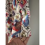 Calessa Top Size 1X Multicolor Aztec Button Front Southwestern Abstract Roll Tab Blue Photo 6