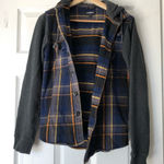 EXPRESS Women’s Flannel Jacket blue white and grey Photo 0