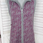 Christopher & Banks Filigree Swirl Print Zip Up Sweater Vest Grey Purple Medium Photo 0