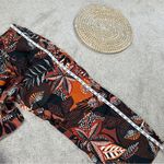 Cynthia Rowley 100% Linen Palazzo Tropical Leaf Print Brown Wide Leg Pants L Photo 12