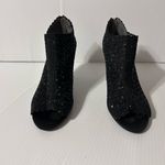 J. Rene Radita Satin Rhinestone peep top shooties heel shoe women size 9 M Black Photo 3