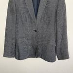 Ann Taylor  Black and Navy Micro Plaid Linen Blend Single Breasted academia Photo 3