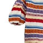 Suncoo Panaca Multicolor Striped Knit Puff Sleeve Crewneck Sweater Size Small White Photo 4
