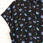 Hot Topic  Shirt Womens M Black Pastel Crystals Celestial Crop Button Up Goth Photo 5