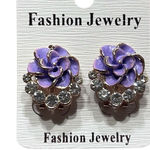 Purple Flower Diamond Enamel Stud Earrings Spring Demure Preppy NWT Lead Free Photo 0