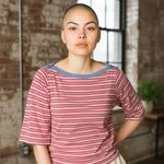 Tommy Hilfiger  Womens Striped Knit Top Boat Neck Button Detail Size 2X Photo 0