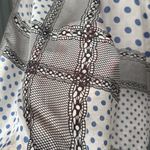 Vintage Sheer Blue Polka Dot Scarf Black Lace Border 70x42 Oversized Wrap Photo 8