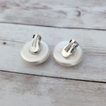 Vintage Clip On Earrings 1 & 1/8" Cream Photo 5