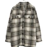 H&M Black & Cream Plaid Shacket Jacket Fleece Casual Jacket Small Photo 0