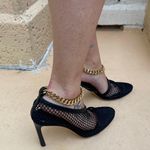 Bottega Veneta Authentic Black Gold Chain-embellished Macramé and Leather Pumps Photo 11