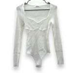 Showpo Keeren Long Sleeve‎ Sweetheart Neck Knit Bodysuit in Ivory Size 6 White Photo 2