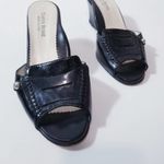 Taryn Rose Black Patent Wedge Sandals Photo 8