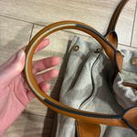 Tory Burch Ella Canvas Embroidered Leather Beige Tote Bag Photo 8