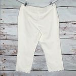 Belle by Kim Gravel Size 20W Off White Ponte Knit Scallop Hem Pull On Crop Pants Photo 1