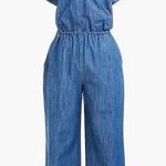 J. Crew Mercantile Chambray Denim Wrap Jumpsuit Size M Elastic Waist Pockets Blue Size M Photo 0
