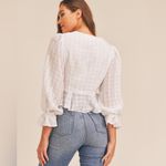 Mable Anais geometric print pale blush pink tie front cropped blouse size small Photo 2