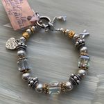 Swarovski NWT chunky crystal & Sterling bracelet with “courage” charm Silver Photo 0