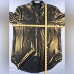 Equipment Femme Band Collar Buttoned Cuffs Long Sleeve Sheer Metallic Blouse Size M Photo 7