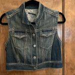 Elie Tahari  stressed denim jacket - sleeveless - Size M- Hard to find Photo 6