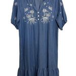 Kindred Chambray Denim Midi Dress Size Small Western Boho Cottage Prairie Blue Photo 0