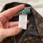 Vintage Brown tan polka knit jacquard dot quarter zip biker look top size large Photo 2