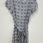 Loft  Blue/Cream Blue & Cream Floral Dress with Belt - Size S Photo 0