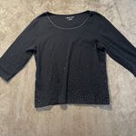 Coldwater Creek  Top Women's Size Large Black Sequins Quarter Sleeve Boat Neck Photo 1