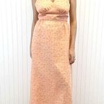 Vtg 70s Lorrie Deb Halter Maxi Dress Peach Daisy Floral Prom Cottagecore Size 10 Pink Photo 4