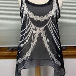 New York & Company Collection black sheer tank with chain design Size small Photo 0