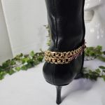 Gold Cuban Link Chain and Burgundy Leather Boot Ankle Bracelet Green Photo 3
