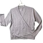 Zuda QVC Sweater Womens Small Gray Faux Wrap Pullover Thumbholes Athletic Lounge Photo 11