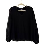 Premise Studio  Black Sheer Long Sleeve Minimalist Blouse Size Women's Small Photo 0