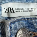 ZARA  Light Wash High Waisted Distressed Denim Jean Shorts Photo 2