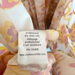 Caroline Constas Bardot Maxi Dress Orange Floral Paisley Puff Sleeve Boho Medium Photo 4