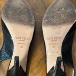 Jimmy Choo Black Glitter Peep Toe Slingback Heels Size 37/US 7 Photo 5